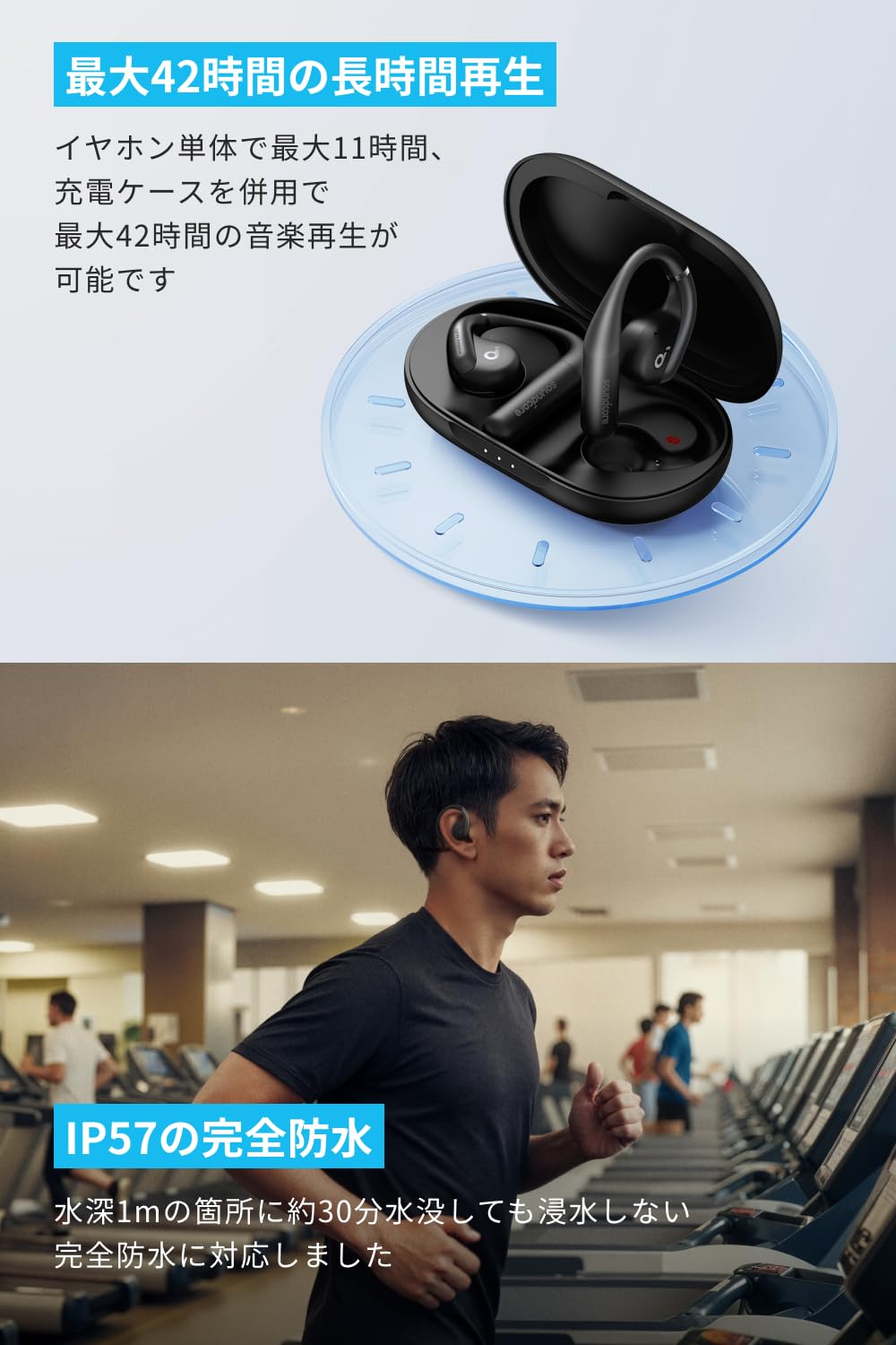 Amazon.co.jp: Anker Soundcore AeroFit グレイッシュブルー